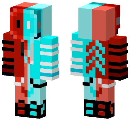 Red And Cyan Inverted Minecraft skin