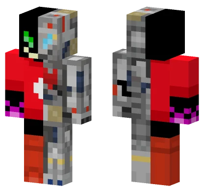 Red and Grey Robot Suit Minecraft skin