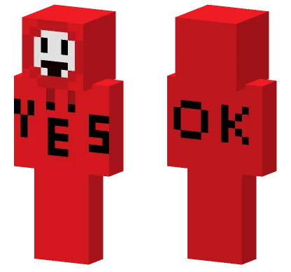 Red Blocky Character Minecraft skin