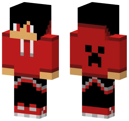 Red Creeper Hoodie Boy Minecraft skin