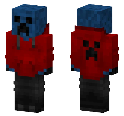 Red Creeper Hoodie Boy Minecraft skin