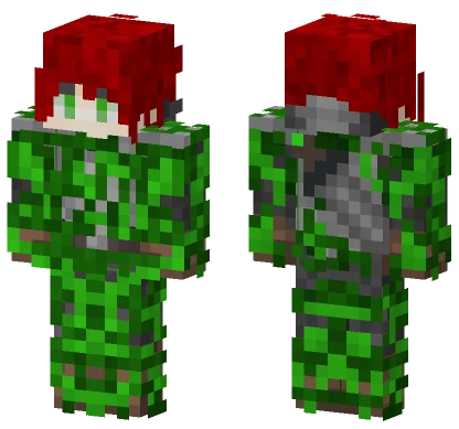 Red Haired Knight Green Camo Minecraft skin
