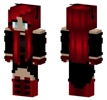 Red Head Vampire Long Black Dress Minecraft skin