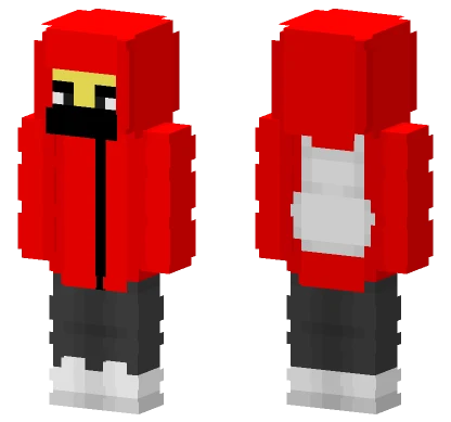 Red Hoodie White Backpack Mask Minecraft skin