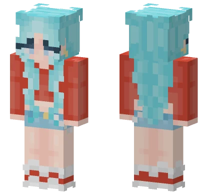 Red Jumper Blue Hair Minecraft skin