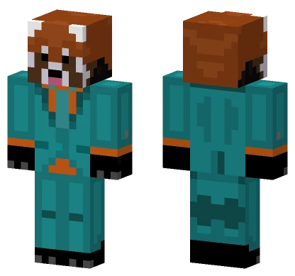 Red Panda Teal Suit Minecraft skin