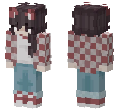 Red Plaid School Girl Minecraft skin