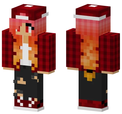 Red Skater Girl Minecraft skin