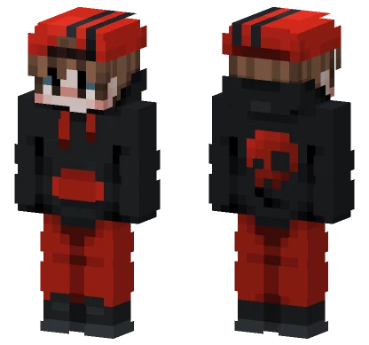 Red Skull Hoodie Boy Minecraft skin