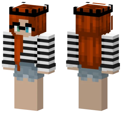 Redhead Cutie Glasses Stripes Shorts Minecraft skin