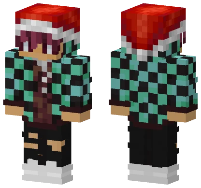 Santa Hat Tanjiro Kamado Minecraft skin
