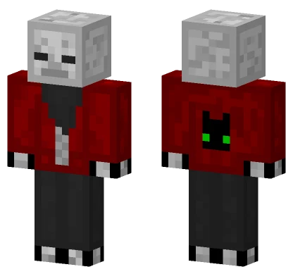 Skeleton Red Coat Cat Logo Minecraft skin