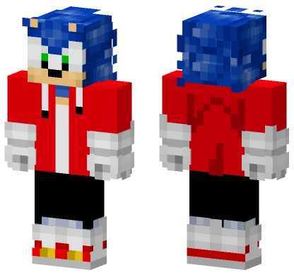 Sonic With Red Hoodie Minecraft skin