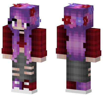 Spring Purple Pink Fade Hair Flowers Minecraft skin
