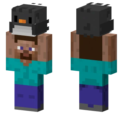 Steve Carrying Cute Penguin Minecraft skin