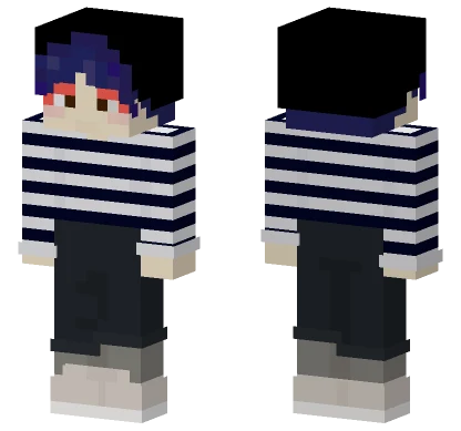 Striped Shirt Purple Hair Minecraft skin