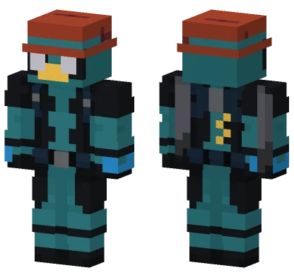 Teal and Black Mech Suit Minecraft skin