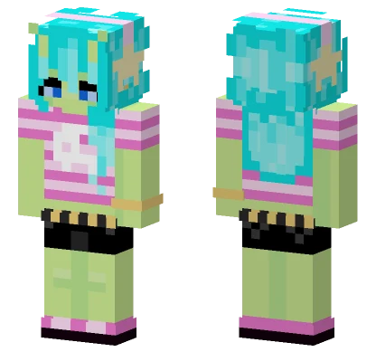 Teal Hair Alien Girl Minecraft skin