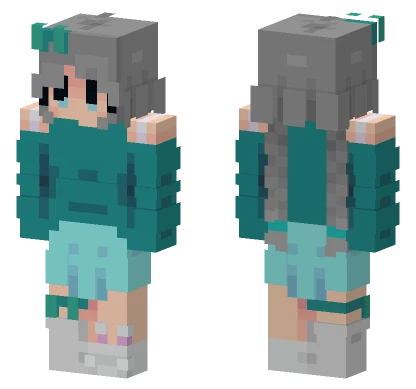 Teal Hoodie Girl Minecraft skin