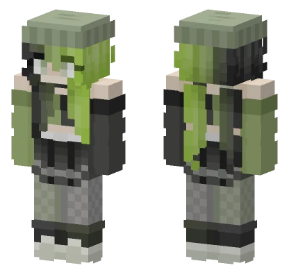 Toxic Green Hair Girl Minecraft skin