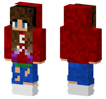 Transbian W Red Hoodie Minecraft skin