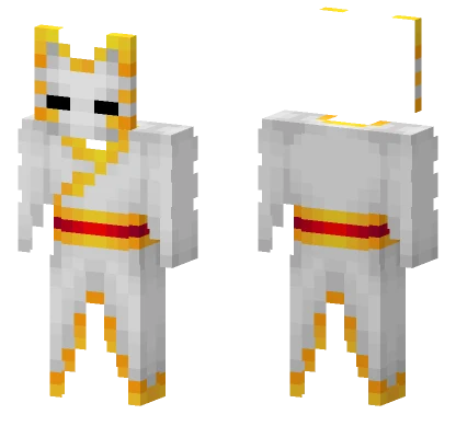 White Gold Kimono Kitsune Mask Minecraft skin
