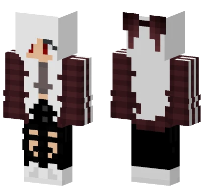 White Hair Red Eyes Girl Red Sweater Minecraft skin